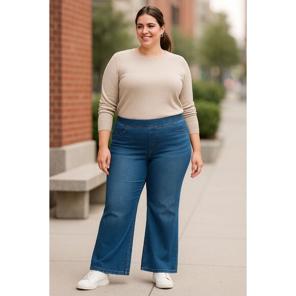 Lane Bryant Denim - LANE BRYANT Modern Plus Style Casual Workwear Pull-On Wide Leg Jeans Size 20